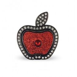 RG02 Ринг Форма Ябълка / С брукат, Рамка:Черен - Ябълка:Червен
