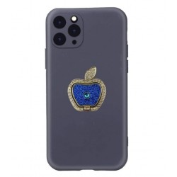 RG02 Ринг Форма Ябълка / С брукат, Рамка:Златист - Ябълка:Син