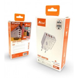 ALLISON ALS-W1085UE PD40W Зарядно с 1 USB-C изх. И 3 USBQC3.0 изх.  - USB към Type-C