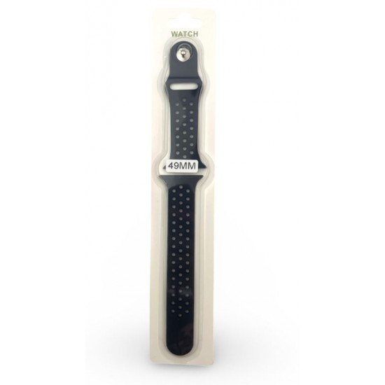 Силиконова Apple Watch каишка iWatch 49mm - Черен  - Черни дупки