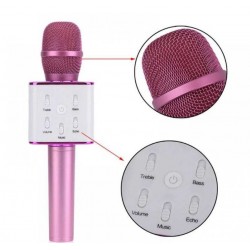 Безжичен караоке микрофон Q7 - Розов