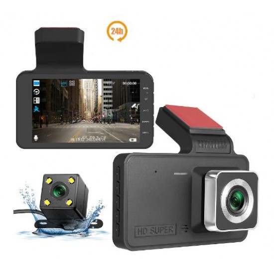 S2 1080P Автомобилен DVR камера с G-сензор Видеорекордер и Камера за задно виждане Двоен обектив HD
