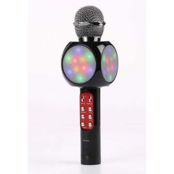 WS-1816 Караоке микрофон светещ с вграден говорител -Черен