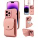 TP-110 Луксозен Кейс за iPhone 15 Pro с връзка и портфейл - Розов