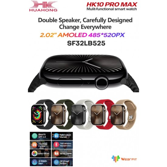 Всичко в 1 /// HK10 Pro Max (Черен) Smartwatch Смарт Чаовник 46mm – 2.02" AMOLED дисплей