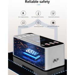 WLX-A9P 60W 8-портова USB зарядна станция - Зарежда няколко устройства едновременно, включва зарядни устройства за различни устройства