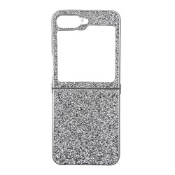 D75 Калъф с камъни за Samsung Z Flip 6 от 2 части - Светло Сив