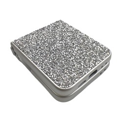 D75 Калъф с камъни за Samsung Z Flip 5 от 2 части - Светло Сив