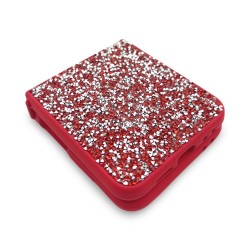 D75 Калъф с камъни за Samsung Z Flip 7 от 2 части - Червен