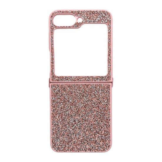 D75 Калъф с камъни за Samsung Z Flip 7 от 2 части - Розов