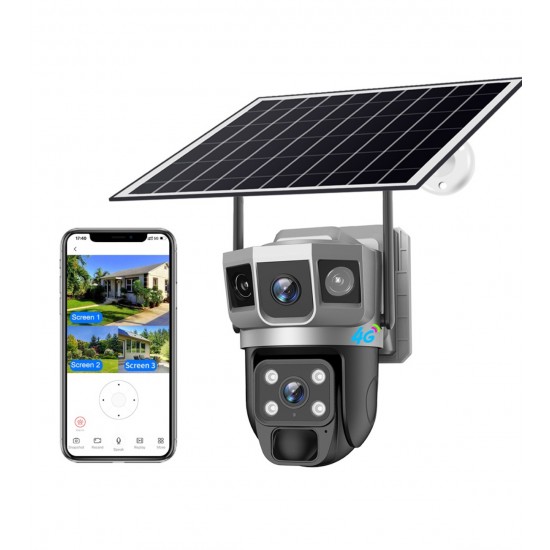 IP Соларна Камера HY-DS022 WIFI 6MP 1080P ( APP:V380PRO ) HD 360 градуса с микрофон и високоговорител и LED светлина