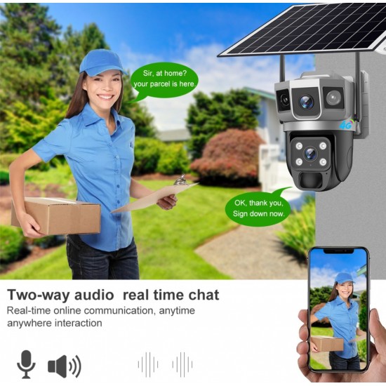 IP Соларна Камера HY-DS022 WIFI 6MP 1080P ( APP:V380PRO ) HD 360 градуса с микрофон и високоговорител и LED светлина