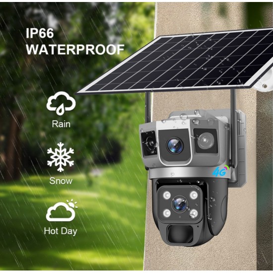 IP Соларна Камера HY-DS022 WIFI 6MP 1080P ( APP:V380PRO ) HD 360 градуса с микрофон и високоговорител и LED светлина