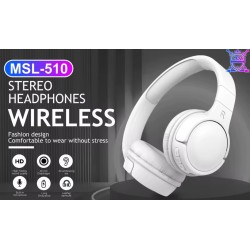 Безжични слушалки MSL-510 (Бял)– Двоен режим, мощен бас и сгъваем дизайн 