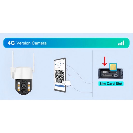IP Соалрна Камера HY-D0113F 4G 4MP 1080P ( APP:V380PRO ) HD 360 градуса с микрофон и високоговорител и LED светлина