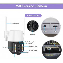 IP Соалрна Камера HY-D0113F 4G 4MP 1080P ( APP:V380PRO ) HD 360 градуса с микрофон и високоговорител и LED светлина