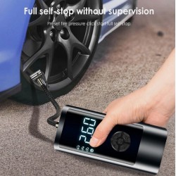 Преносима помпа PR 1901-202 85W безжична въздушна помпа 150 PSI за автомобилни гуми, 4000mAh акумулаторна батерия и 12V DC бърза с двойно захранване за кола