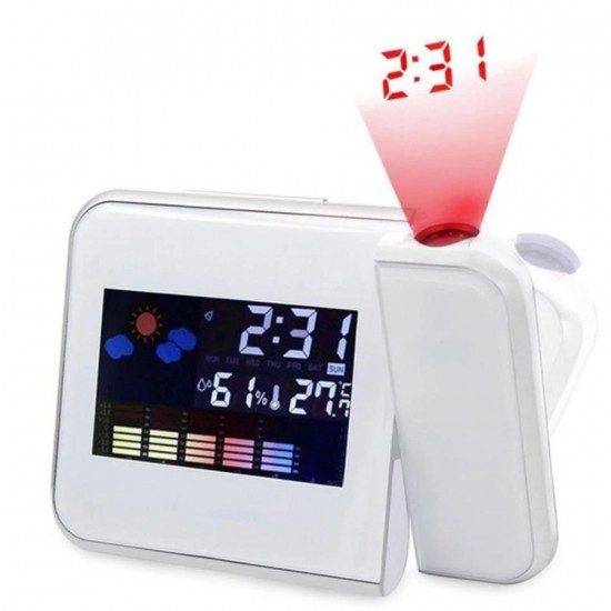 Часовник с календар, аларма и LED проекти DS-8190 - Бял , аларма, LCD, цветен екран PRO