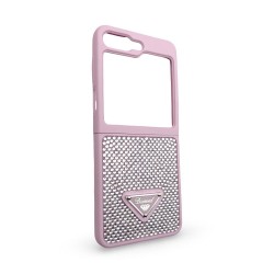 D80 Калъф с камъни за Samsung Z Flip 7 от 2 части - Розов