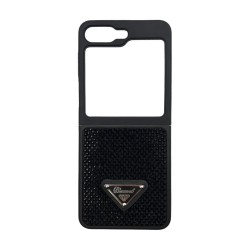 D80 Калъф с камъни за Samsung Z Flip 7 от 2 части - Черен