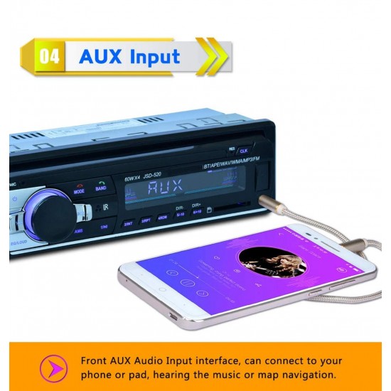 Касетофон за кола JSD-520 240W. със Bluetooth/Радио/Mp3/USB/SD