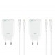 XO-CE30 30W Бързо Зарядно USB-C+USB с кабел Type-C към Lightning