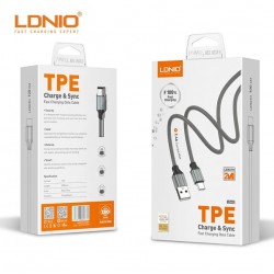Кабел USB LDNIO LS442 2.4А. 2M TPE плетен Lightning