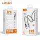 Кабел USB LDNIO LS442 2.4А. 2M TPE плетен Lightning