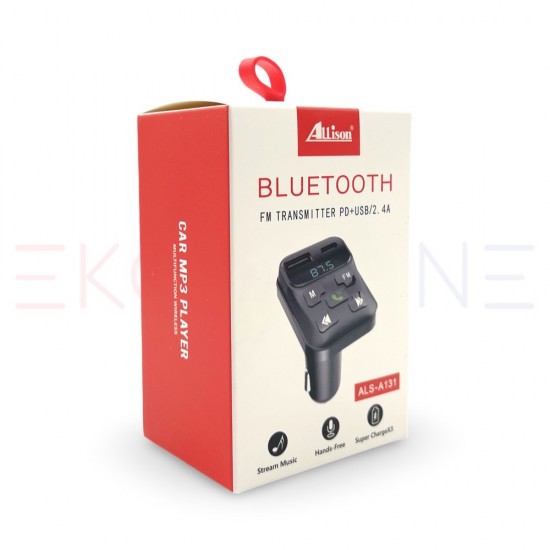 ALLISON ALS-A131 Трансмитер (1USB изход + 1USB-C, microSD, Bluetooth) 2.4A