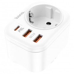 Разкл. HOCO NS3 с 1 гнездо+2 USB-A 2.4A+1 PD USB-C 4000W - Бял