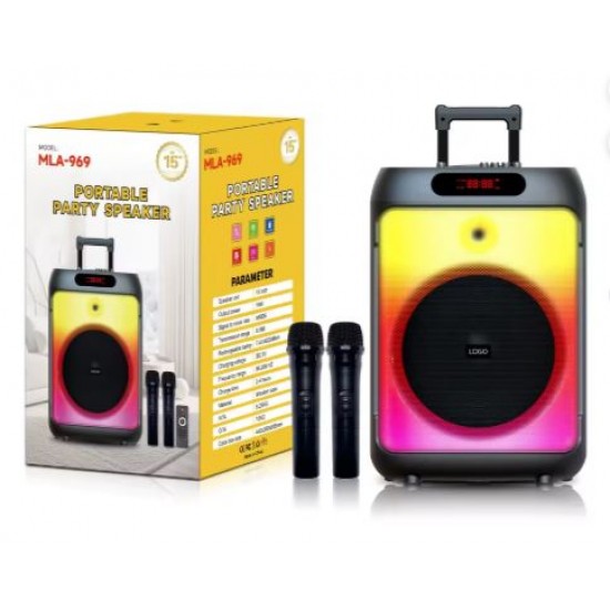 MLA-969 Преносима тонколона 15" с Bluetooth и безжични микрофони