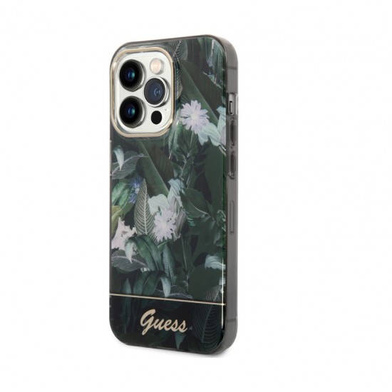 4426 Калъф Guess за iPhone 14 Pro Силикон Джунгла - Зелен