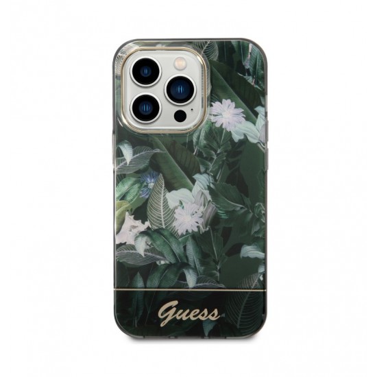 4426 Калъф Guess за iPhone 14 Pro Силикон Джунгла - Зелен