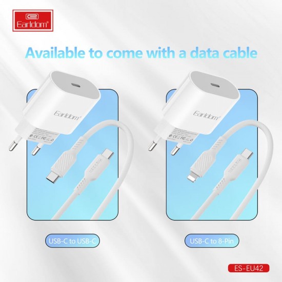 EU42 20W EARLDOM зарядно с USB-C и кабел Type-C към Type-C