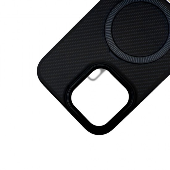 Premium Carbon MagSafe Case TP-100 за iPhone 15 Pro - Space Black