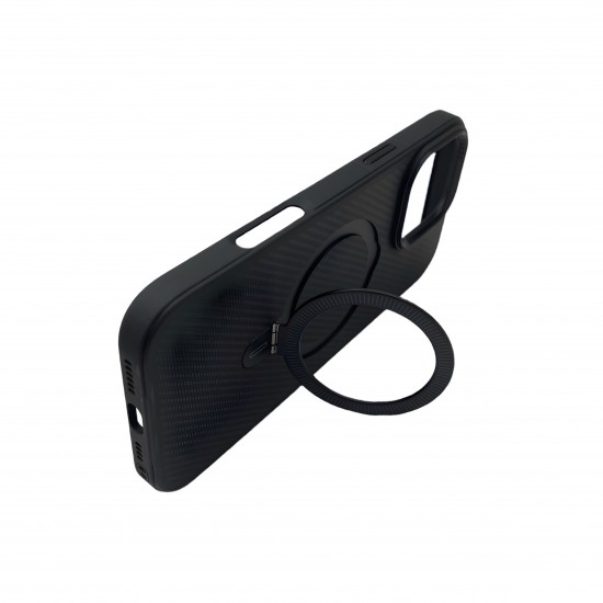 Premium Carbon MagSafe Case TP-100 за iPhone 15 Pro - Space Black