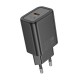 HOCO Адаптер N63 Gentle PD30W USB-C + USB QC3.0 - Черен