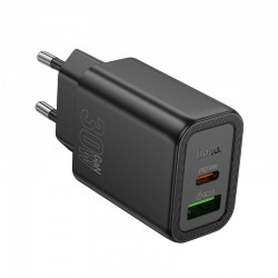 HOCO Адаптер N63 Gentle PD30W USB-C + USB QC3.0 - Черен