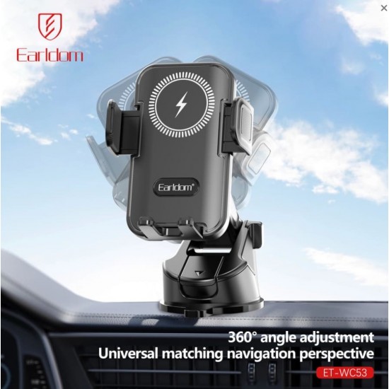 EARLDOM WC53 Безжично зарядно и стойка за кола Smart Sensor15W за табло и стъкло
