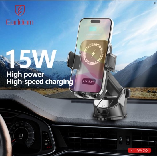 EARLDOM WC53 Безжично зарядно и стойка за кола Smart Sensor15W за табло и стъкло