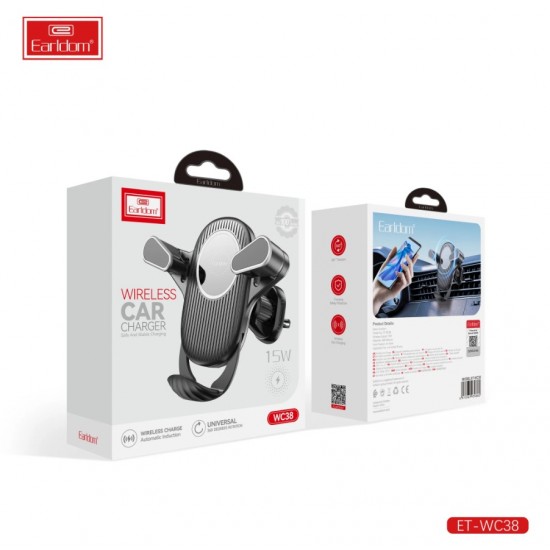 EARLDOM WC38 Безжично зарядно и стойка за кола Smart Sensor 15W за парно