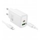 HOCO N63 Зарядно GaN USB USB-C PD30W TYPE-C към Lightning- Бял