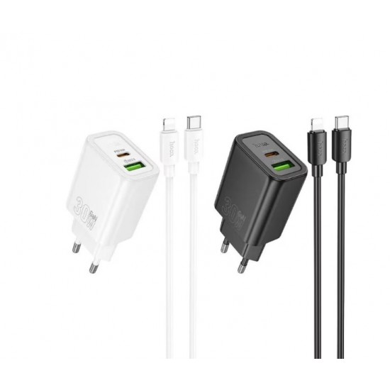 HOCO N63 Зарядно GaN USB USB-C PD30W TYPE-C към TYPE-C - Черен