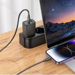 HOCO N63 Зарядно GaN USB USB-C PD30W TYPE-C към Lightning - Черен