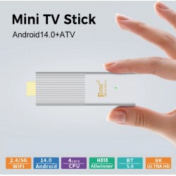 TV98 ATV W2 TV Stick 8K HDR ULTRA HD android 14.0 2GB+8GB 2.4/5G Wifi 4 Ядрен процесор Netflix Youtube Media Player