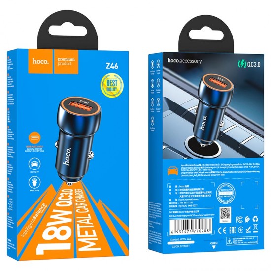 HOCO адаптер 12V Z46 с 1 изход USB QC3.0