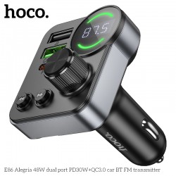 HOCO E86 FM 48W. модулатор трансмитер (2 USB изхода + 1USB-C, microSD, Bluetooth)