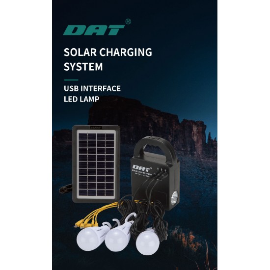 AT-888 DAT Solar light home lighting system комплект+Power bank от 1 фенер+ 3 лампи 9V 3.5 панел