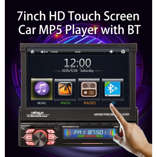 Касетофон за кола със 7" Дисплей- 7130 + Евро букса MP5  Bluetooth  / Радио / Mp3/ USB / SD