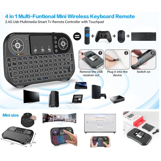Мини безжична клавиатура 2.4G с тъчпад i10